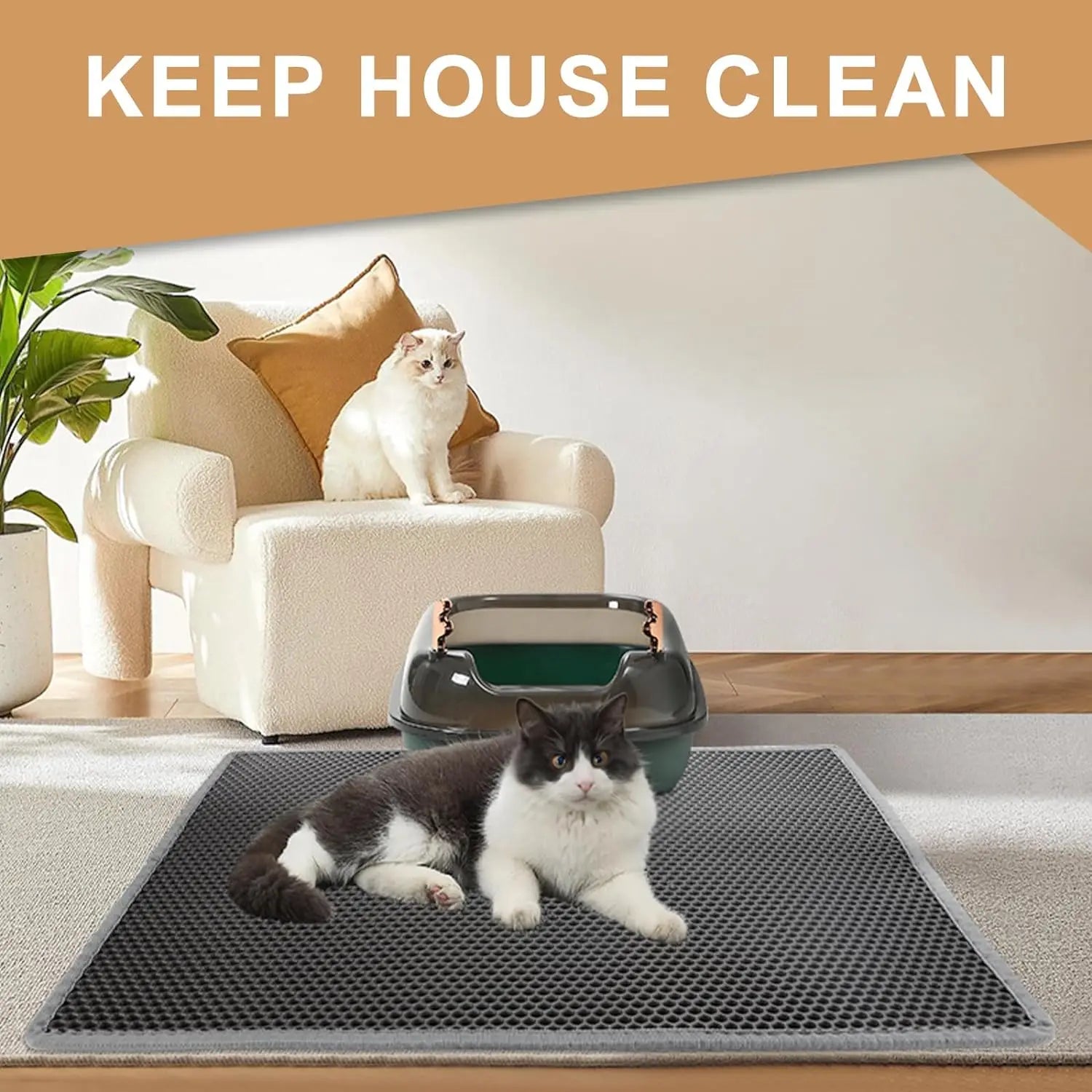 Ultimate Cat Litter Mat - Double Layer, Waterproof & Anti-Slip Design for Easy Cleanup
