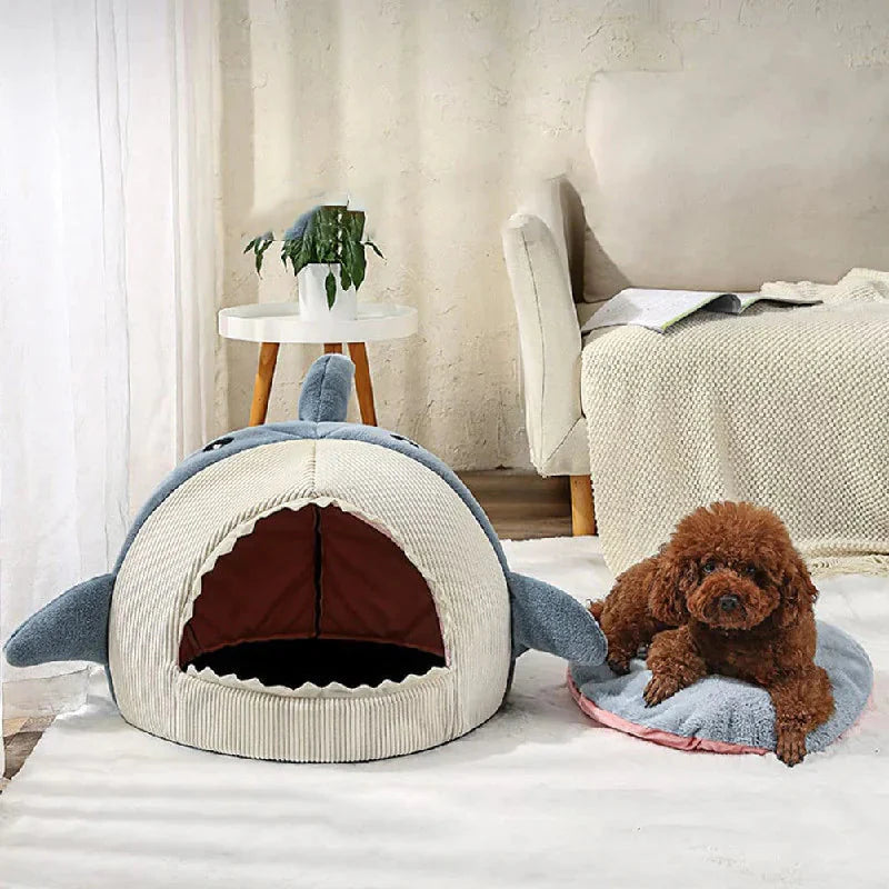 Shark-tastic Luxury Plush Pet Bed – The Ultimate Snuggle Spot for Your Furry Friend!
